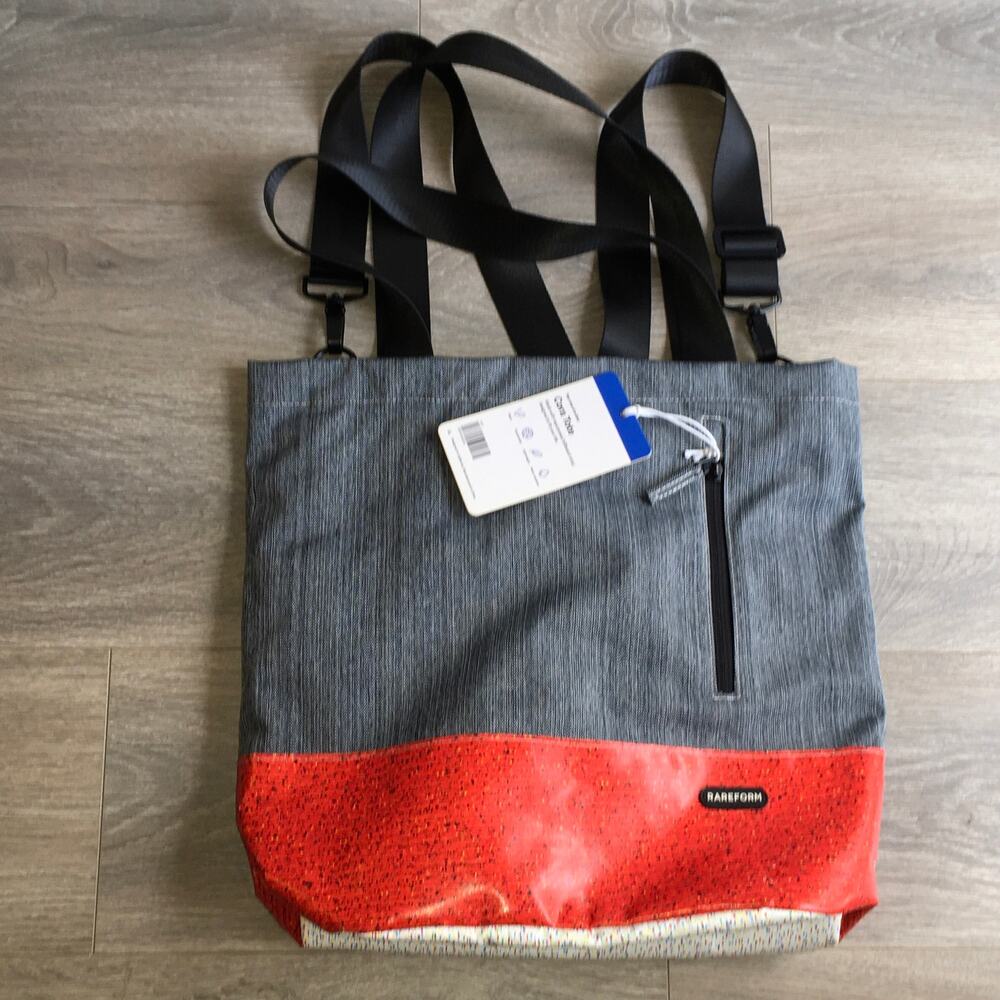 Rareform Blake Everyday Tote Billboard Vinyl Shoulder Bag Grey Red OOAK NWT